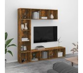 Maison exclusive - set de estanteria/mueble tv 3 pzas roble ahumado 180x30x180 cm