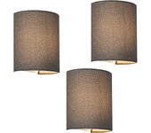 Set de 3 lámparas de pared brüssel modernas 1x e27 60 w textil de lino 20 x 18 x 13 cm - gris [lux.pro]
