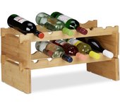 Relaxdays botellero vino apilable hasta 36 botellas, bambú, marrón, 2 niveles