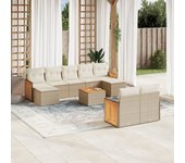 Conjunto de muebles de jardín de ratán beige de 10 piezas con cojines vidaxl