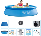 Paquete de piscina - intex - alrededor - 244x244x61 cm + accesorios a442