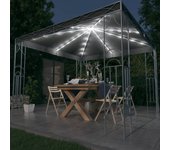 Cenador con guirnalda de luces led 300x300 cm antracita
