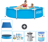 Paquete de piscina - intex - alrededor - 244x244x51 cm + accesorios a1413