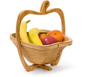 Relaxdays frutero desplegable en forma de manzana, bambú, 27 x 29.5 x 22.5 cm, 0.6 kg