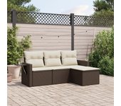 Set de sofás de jardín 4 piezas | conjunto de jardín de ocio | set de comedor de jardín y cojines ratán sintético marrón cfw811697