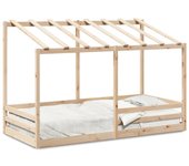Cama infantil con techo 100x200 cm madera maciza de pino