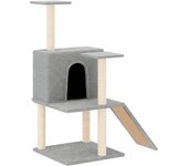 Rascador para gatos con postes de sisal gris claro 109 cm