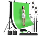 Kit de sistema de soporte de fondo de fotografía de 2x3m, soporte de fondo ajustable, kit de estudio de barra transversal de foto con