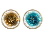Reloj de pared dkd home decor cristal dorado turquesa hierro moderno (2 unidades) (40 x 6 x 40 cm)
