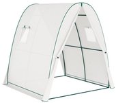 Invernadero con puerta enrollable, 2 ventanas, invernadero de invierno de plástico con estructura de acero, 180 x 180 x 200 cm