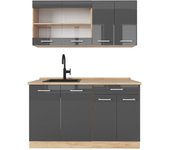 Vicco cocina versátil r-line, antracita brillo intenso/roble dorado eléctrico, 140 cm , et roble
