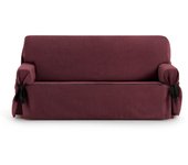 Funda de sofá dos plazas con lazos burdeos 140 - 180 cm