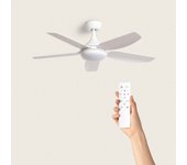 Techbrey ventilador de techo silencioso dokós 122cm motor dc blanco, aspas:madera clara, con luz, mando a distancia, wifi:sí