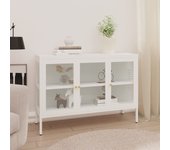 Aparador | aparador de comedor | armario de cocina de acero y vidrio blanco 105x35x70 cm cfw39140