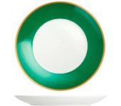 6x platos planos esmeralda de porcelana cm 27 banda verde, h&h