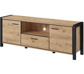 Mueble para tv 180cm colección bowie. color roble y negro. 2 puertas y 1 cajón.