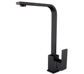 Grifo mezclador para fregadero de cocina, grifo monomando negro para agua fría y caliente, grifo cuadrado para fregadero de acero inoxidable