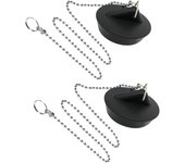 Tapón de fregadero de goma de 2 piezas con tapón de cadena de bolas, tapón de fregadero universal de acero inoxidable con gancho para fregadero de b