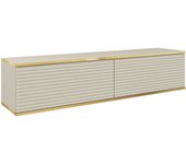 Mueble tv con lamas beige, 135 x 30 x 32 cm, push to open