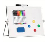 Pizarra blanca magnética de 30 x 40 cm, soporte con caballete, marco de aluminio, para dibujar en casa o escuela.