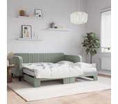 Sofá cama con nido y colchón de terciopelo gris claro 90x190cm