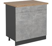 Vicco mueble bajo de cocina r-line, hormigón, 80 cm , et roble