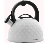 Tetera con silbato, hervidor de agua 2,5l, inducción, acero inox, moderno, mango ergonómico, florina, blanco, , diamond
