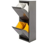 Wellhome cubo de basura y reciclaje metálico de 2 compartimentos de 17l cada uno - 34l gris brillo