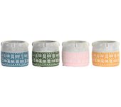 Macetero dkd home decor cara azul rosa cemento verde amarillo (13 x 13 x 11 cm) (4 unidades)