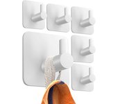 Ganchos de pared adhesivos (6 unidades), toallero de baño, gancho de cocina, perchero, blanco