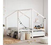 Estructura de cama infantil blanca 2x(80x160) cm madera maciza de pino