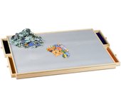 Relaxdays tablero para puzzle, 4 cajones extraíbles, para rompecabezas de hasta 1000, base guardapuzles, madera, natural