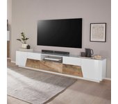 Mueble de tv 220 x 43 cm blanco madera pared salón fergus wood