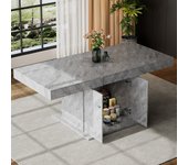 Mesa de comedor extensible para 4 a 6 cubiertos con 2 puertas - l140/180xw80xh76cm - tablero de partículas - gris