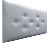 Dhome cabecero de polipiel con 3 hileras intercaladas de botones cabezal tapizado cama lujo (plata, 105cm)