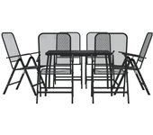 Conjunto de comedor de jardín 7 piezas malla metálica antracita