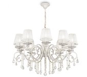 Grace lámpara de araña blanca con oro y cristal, 10 luces, e14