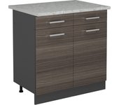 Vicco mueble bajo de cocina r-line, gris noble, 80 cm et mármol