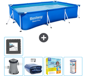 Paquete de piscina - bestway - rectángulo - 300x201x66 cm + accesorios cb18