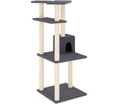 Rascador para gatos con postes de sisal gris oscuro 123 cm