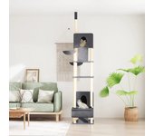Rascador para gatos de suelo a techo gris oscuro 277-303 cm