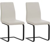 Juego de 2 sillas de comedor belley en piel sintética blanca.