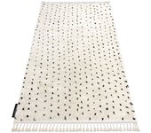 Alfombra berber syla b752 puntos crema franjas bereber marroquí shaggy 200x290 cm