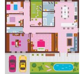 Alfombra de vinilo infantil casa de muñecas 100x100 cm - pvc antideslizante, vinilica para habitación infantil, ignífuga y lavable