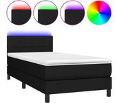 Somier de láminas con colchón y led tejido negro 90x200cm