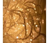 Guirnalda de luces led, 10 m (2 tramos x 5 m), 100 maxiled cálido, cable blanco ip65, 230v, prolongable