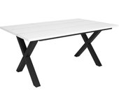 Mesa de comedor - 8 comensales - 170 - robusta y estable gracias a su estructura y patas macizas - blanco - estilo industrial