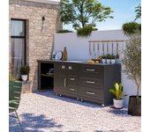 Cocina al aire libre de 3 módulos con estufa de gas, memphis - oviala