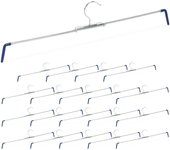 Pack de 20 perchas pantalones extensibles, faldas, antideslizantes, 30-50 cm ancho, metal-pvc, plateado-azul