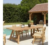 Kally - mesa de jardín de madera de teca reciclada de 220x100 cm